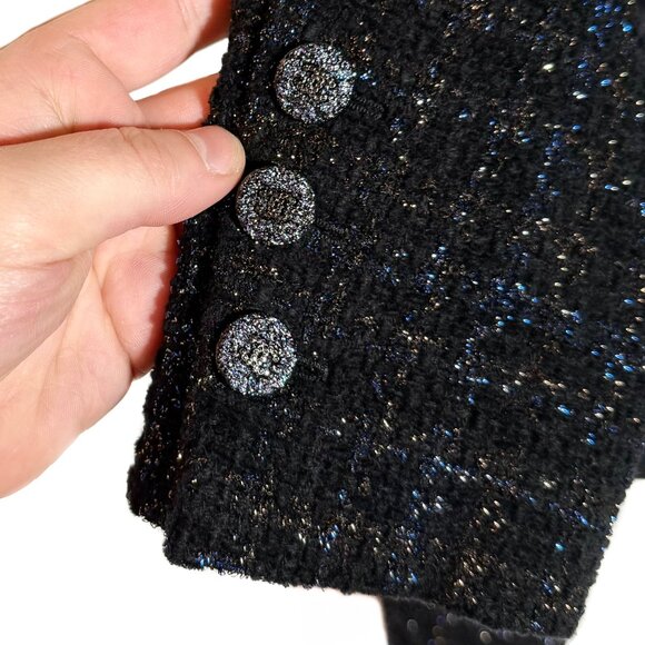 Chanel FW 2021 Black Fantasy Tweed Blue Metallic Long Jacket - Picture 7 of 14
